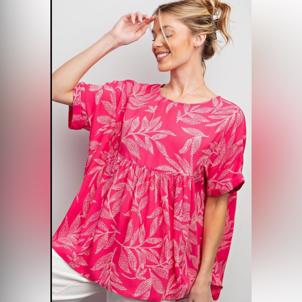 1X - 3X 44 ❤️EASEL PLUS SIZE-PRINTED LAURA BABYDOLL TUNIC